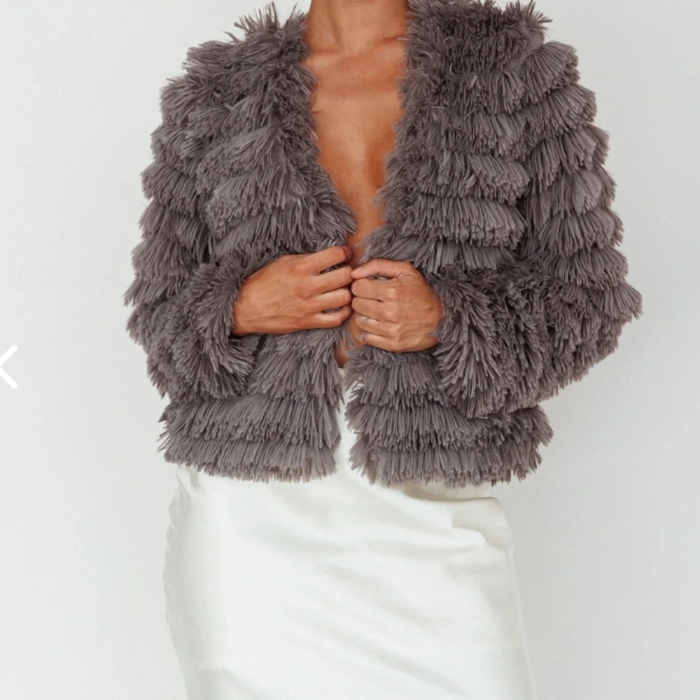Gray Jacket with Plush Texture